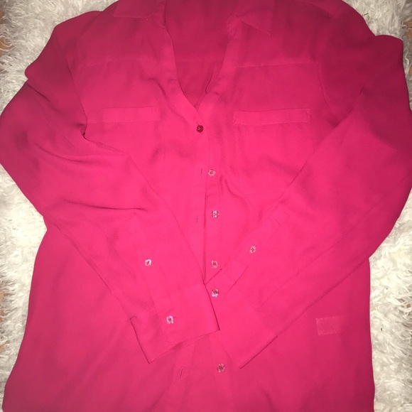 Express red button up blouse Small NWOT - Picture 6 of 6